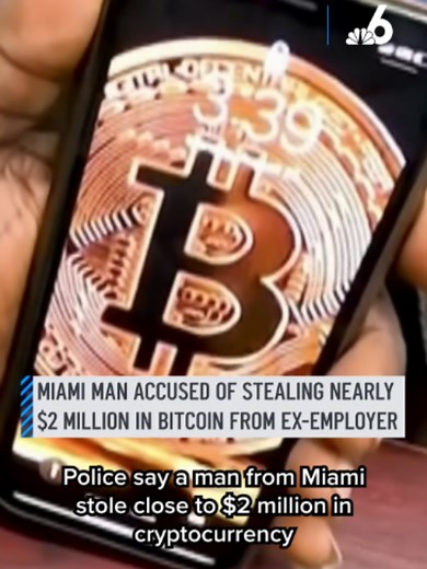 A Miami man has been arrested in the theft of nearly $2 million worth of Bitcoin from a former employer, police said. According to an report, the alleged victim told investigators the man had secured over $217,000 worth of Bitcoin for the victim, and the crypto wallet was locked in a safe in the victim's home until July 2025, the report said. At the time the value was over $1.9 million, the report said. #crypto #bitcoin #miami #boss