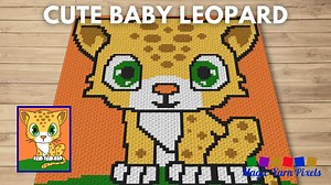 FREE GRAPH Cute Baby Leopard C2C & Tapestry Crochet Pattern Magic Yarn Pixels