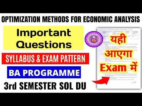 DU SOL Optimization Methods for Economic Analysis Important Questions & Exam Pattern BA Prog 3rd Sem