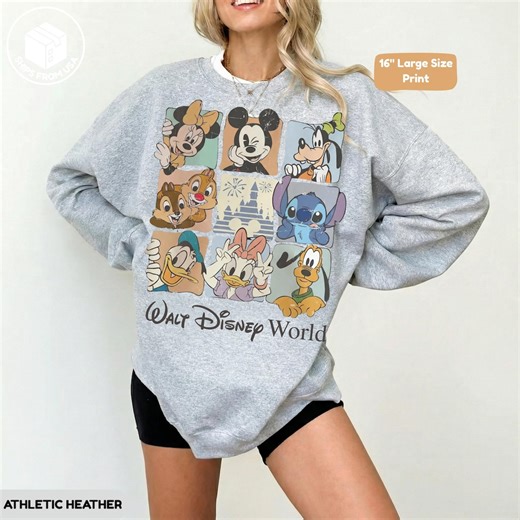 Large Print Walt Disneyworld Retro Sweatshirt, Vintage Disneyworld Sweatshirt, Mickey and Friends Vacation Hoodie, Disney 2026 Trip Outfit - Etsy