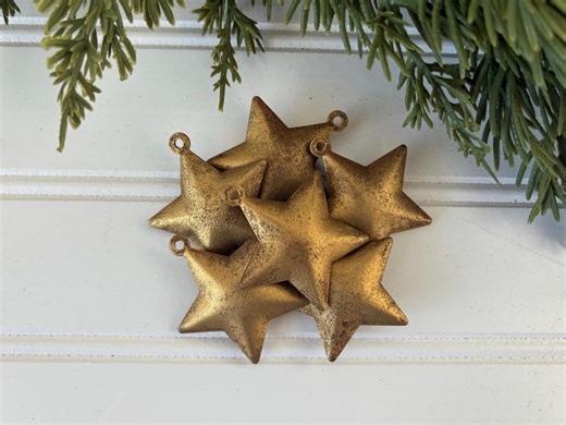 Gold Star Jingle Bell Ornaments Rustic Decorative Stars Set of 6 Metal Vintage Star Christmas Party Favors Gold Holiday Star Gift Tag Decor - Etsy