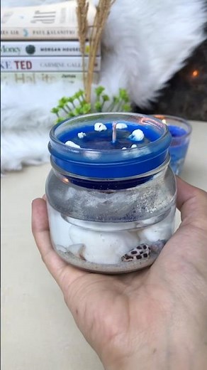 Blue Candle Glass with gel and soy wax🐚🌊