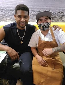 Usher seen dining at Esther's Kitchen in Las Vegas