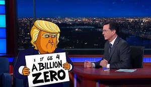 Cartoon Donald Trump Explains His Huge Numbers to Stephen Colbert on The Late Show - TVovermind