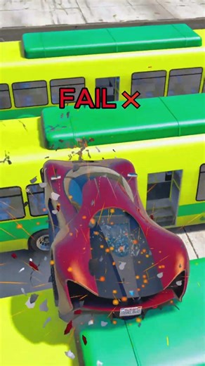 Supercars vs 40 Buses. Will they clear the jump or crash? #shorts #gta