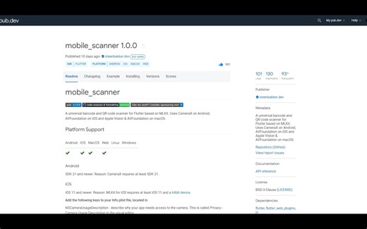 Flutter QR code scanner for Web, Android & iOS