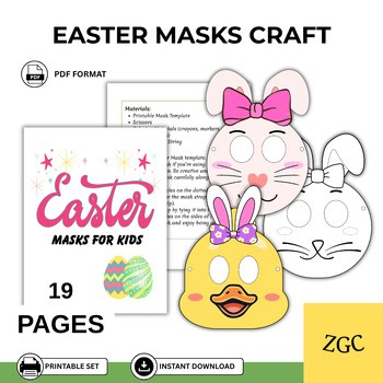 Easter Mask Printable Craft for Kids | Bunny & Spring Masks Coloring Activity