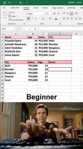 How to reverse the data in excel 😱 #excel #office #spreadsheet