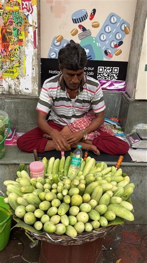 Indian Man's Amazing Cucumber Cutting Skills #shorts