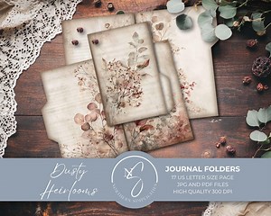 Dusty Heirlooms Journal Folders Ephemera Organizer File Folder Tab Set With Pockets and Tags, 2025 - Etsy