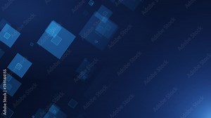 Digital business corporate background with particles and geometric shapes, data analysis technologies, network connection, big data, computer technology concept. Seamless loop