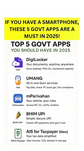 🔥Top 5 Govt Apps जो हर Indian के Phone में Hona Chahiye! 😱 Life Badal Jayegi | 2025 Must Install