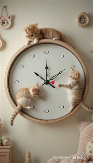 Magical Animated Clock with Playful Kittens | Relaxing 3D Cat Animation