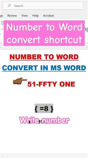 Number to word convert on ms word