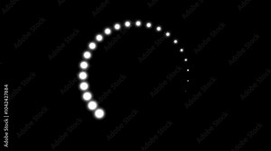 HUD element made of white dots moving in a circle seamless loop 3d render. Display loading data, analysing data, moving graphs, sliders, HUD circle interface. HUD futuristic target, infographics