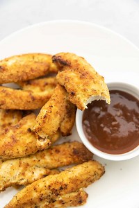 Keto Chicken Tenders - Reply "save" below and I will DM you the recipe. https://jenniferbanz.com/keto-chicken-tenders-air-fryer-or-oven-baked | Low Carb Recipes with Jennifer