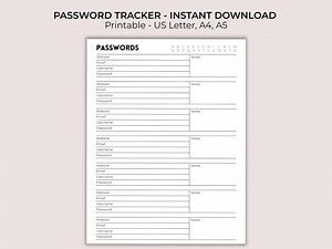 Password Tracker | Password Organizer | Password Keeper | Password Tracker Printable | US Letter, A4, A5 | Password Log | Planner Insert - Etsy Australia