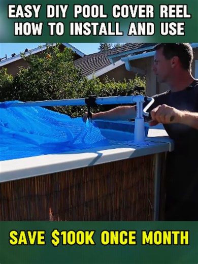 Easy DIY Pool Cover Reel - How To Install and Use - Roll Up Your Pool Cover! #pool #sandfilter #solar #cover#intexpool #poolupgrade #abovegroundpool #wellwater #pooltips #summerwins #fyp #foryoupage