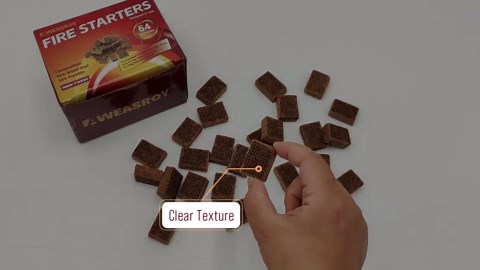 Fire Starter Squares 64 - Fire Starters for Fireplace,Chimney,BBQ Grill,Camping Fire,Wood Stove - Water Resistant and Safe Odourless - Camping Accessories