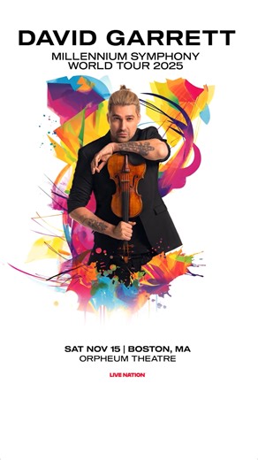 6.8K views · 5 comments | Boston!Get excited for the spectacular Millennium Symphony World Tour David Garrett is bringing to the Orpheum Theatre on Saturday, November 15! | Orpheum Theatre Boston | Facebook