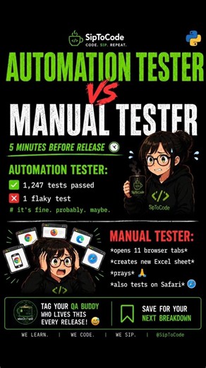 Automation Tester vs Manual Tester 5 Min Before Realse #shorts #tester tester