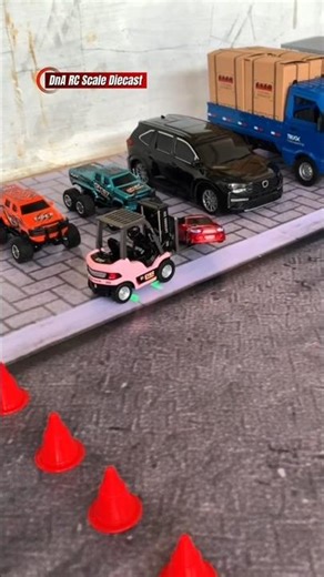 Innova car, pickup truck, monster truck disturbed again by forklift #rccar #automobile #monstertruck