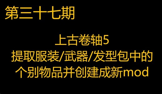 【第三十七期】上古卷轴5 提取服装/武器/发型包中的个别物品并创建为新MOD的教学
