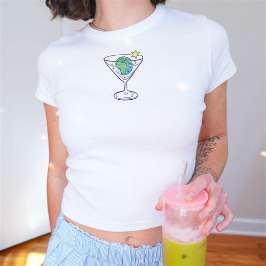 Earth Martini Baby Tee, Save the Planet Shirt, Eco Hot Girl Baby Tee, Climate Change Shirt, Coquette Y2K Graphic Tee, Environmentalist Shirt - Etsy