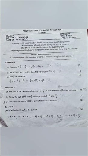 7th ICSE maths paper@AkhileshPandey_10#Akkhies#exampaper#reelitfeelit#reel#viral#school#final#yt