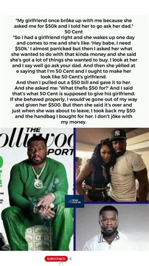 50 Cent Says He Gave His Girlfriend $50 Instead of $50K 😳💸 #50Cent #RelationshipDrama #HipHopStories