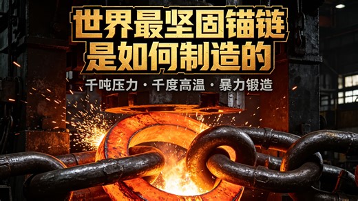 世界最强锚链制造全过程：千度高温熔钢，万吨压力成型，牢不可破