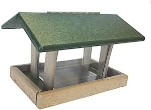 Birds Choice SN4-200S Four-Sided Hopper Feeder, Recycled Bird Feeder, Medium, Taupe/Green
