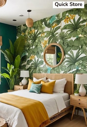 🌿 Tropical Bedroom Makeover | Vacation Vibes at Home | #shorts