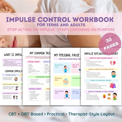 Impulse Control Workbook for Kids, ADHD Emotional Regulation Worksheets, Self Control Activities, Anger Management, Therapy Printable - Etsy