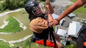 Moment woman plunges on ‘bungee jump’ without a rope on world’s scariest ride
