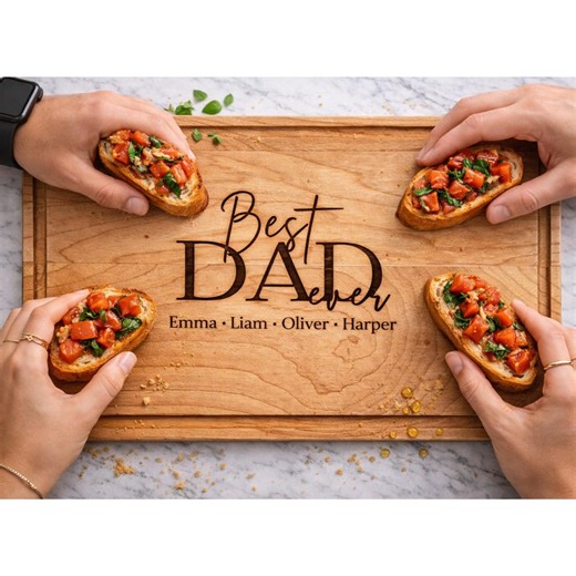 Dad Cutting Board With Kids Names, Personalized Engraved Wooden Gift for Father’s Day, Birthday or Christmas - Etsy