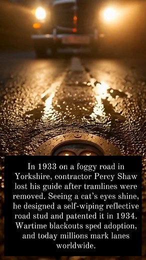 Cat’s Eyes Guide Drivers #percyshaw #catseyes #roadsafety #InnovationInAction #history | One min story
