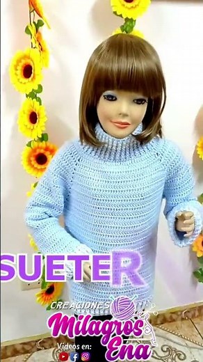 suéter o chompa tejida a crochet 🧶 súper fácil de hacer