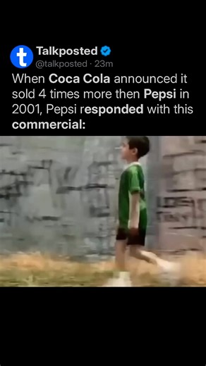 Talkposted | Daily Viral Videos on Instagram: "In 2001, Pepsi countered Coca-Cola’s market dominance with a legendary "Kung Fu" commercial featuring a young boy who uses martial arts to retrieve a Pepsi from a high-reaching vending machine. The ad cleverly implied that while Coke might be more available, Pepsi was the prize worth fighting for, leaning into their "Joy of Pepsi" brand identity. This aggressive marketing era showcased how Pepsi used humor and high-energy storytelling to challenge t