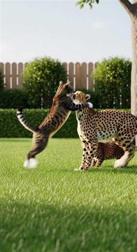 Unbelievable Moment Brave Cat Attacks Fearlessly Chasing Dog #catattack #bravecat #animalmoments