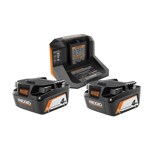 RIDGID 18V Lithium-Ion 4.0 Ah Battery (2-Pack) and 18V Charger Kit - The Home Depot