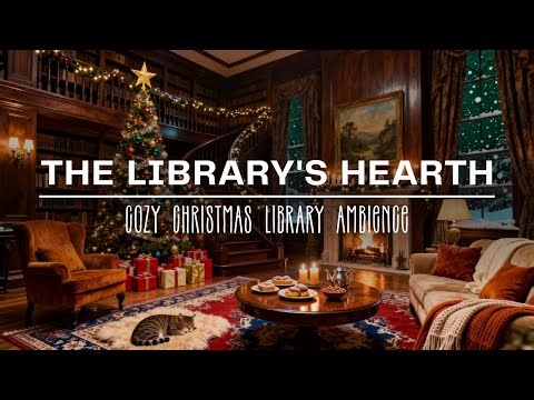 The Library's Hearth: Cozy Christmas Library Ambience🎄[4K]