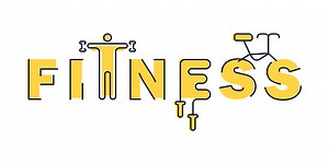 Fitness Gym logo template. Lettering and sports symbols sign isolated...