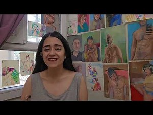 life female model painting in oil ( 20 minutes pose _ half nude)