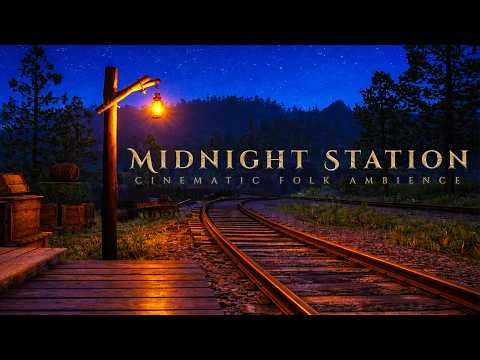 Night Train Station Ambience | Americana Folk Ambient Music for Reading & Relaxing — No AI