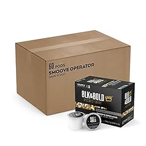 BLK & Bold Smoove Operator, Keurig Single Serve K-Cup Coffee Pods, Premium Dark Roast, 100% Arabica Beans, 60 Count (6 Packs of 10)
