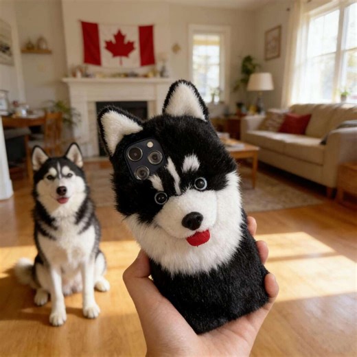 Handmade Husky Dog Phone Case, Realistic Faux Fur Puppy Cover for iPhone 17 16 15, Samsung Galaxy, Dog Mom Gift - Etsy