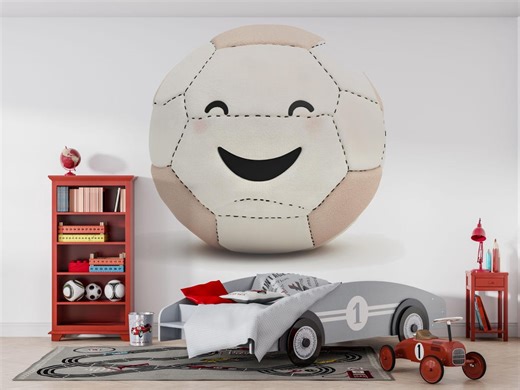 Cute Soccer Ball Wallpaper Kids Soccer Room Wall Decal Football Nursery Wall Mural Peel and Stick Wallpaper Boys Sports Bedroom Decor - Etsy