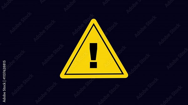 Triangle warning sign exclamation mark animated danger sign warning triangle error and danger icon isolated, exclamation mark , alarm alert icon animation Danger icon animation 4k