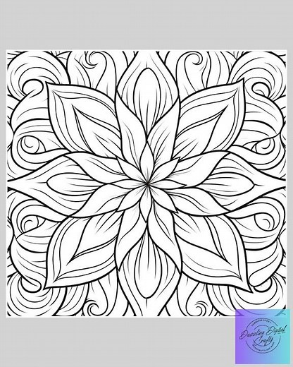 Pretty Flower Coloring Book 100 Pages of Digital Download PNG Files for Adults & Kids Floral Desi...